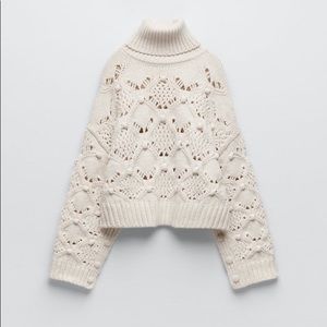 Zara CABLE KNIT SWEATER WITH BUTTONS
